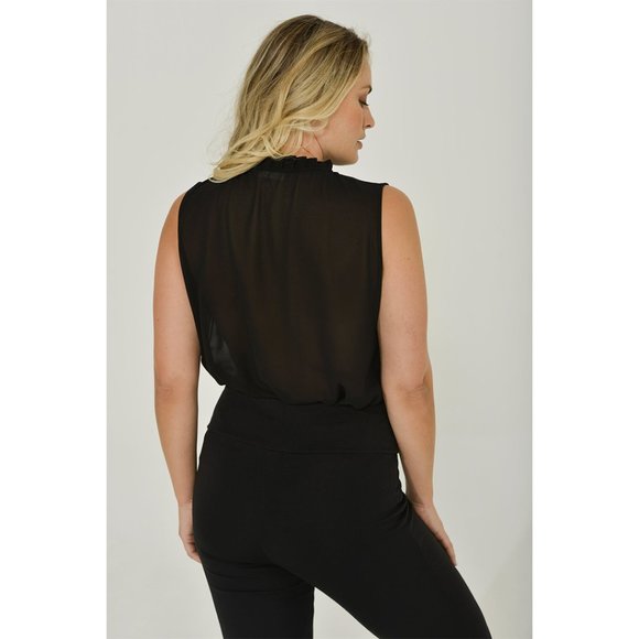 Black Ruffle Neck Keyhole Blouse | The perfect blouse for sensitive skin | NWT - Picture 4 of 5